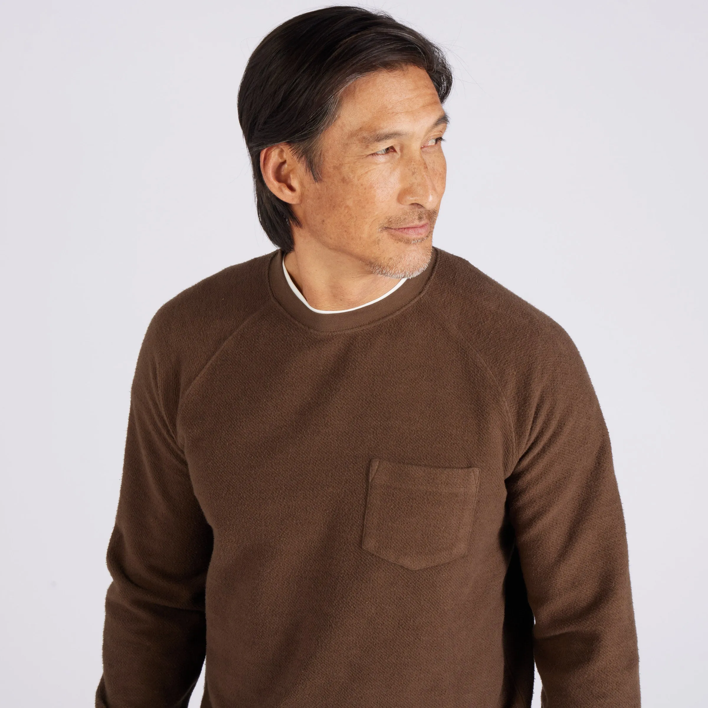 Dunlop Reverse Fleece Crew Neck - Dark Earth
