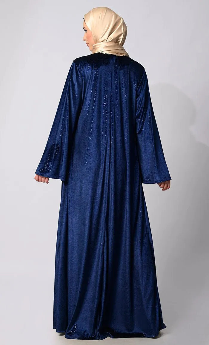 Elegant Royal Blue Handwork Shrug with Inner
