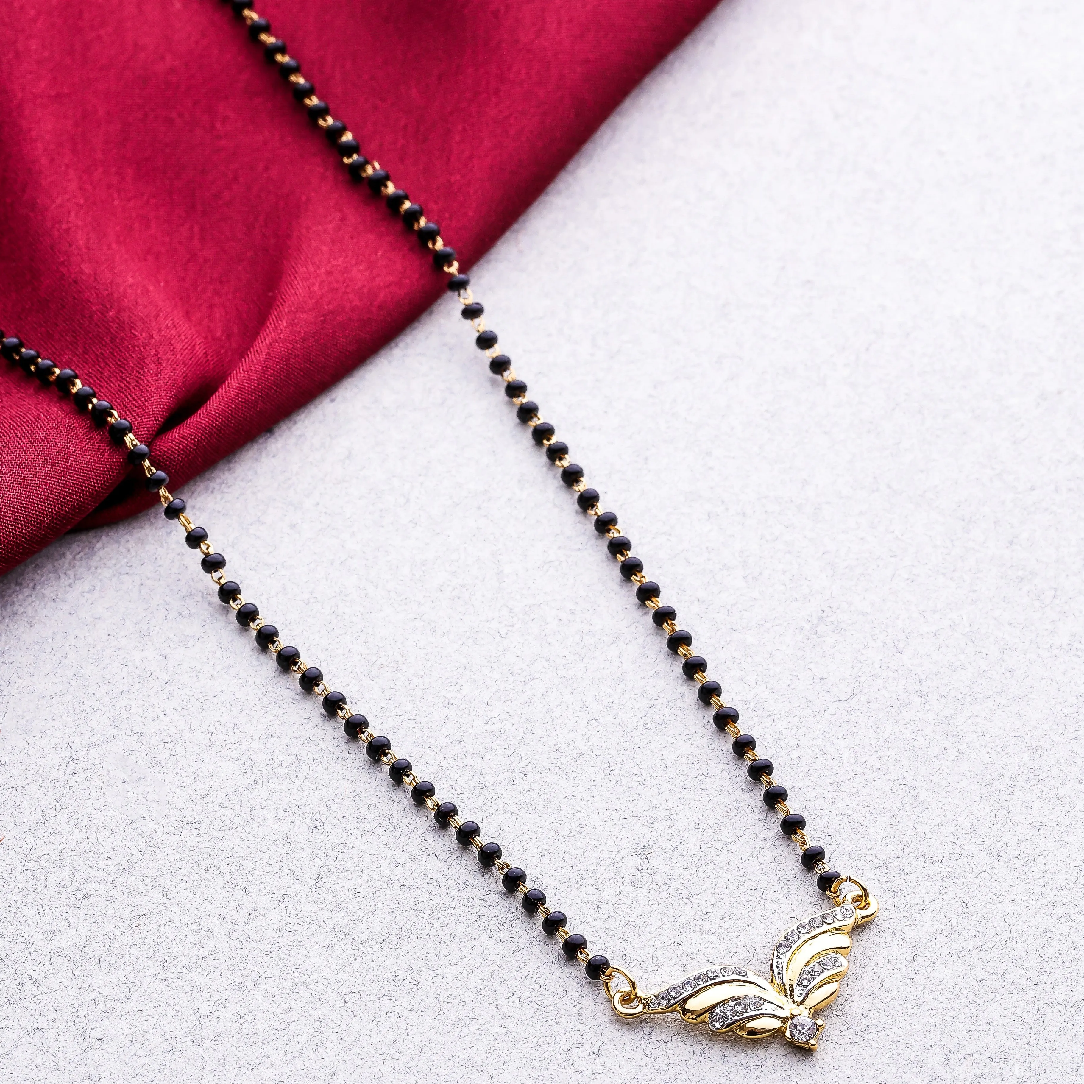 Estele Gold & Rhodium Plated Exquisite Mangalsutra Necklace with Austrian Crystals for Women