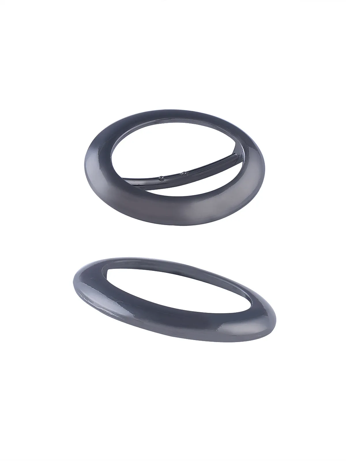 Fancy Decorative Oval Shape Shiny Gunmetal Belt Buckle
