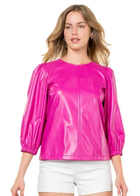 FAUX LEATHER LONG SLEEVE TOP