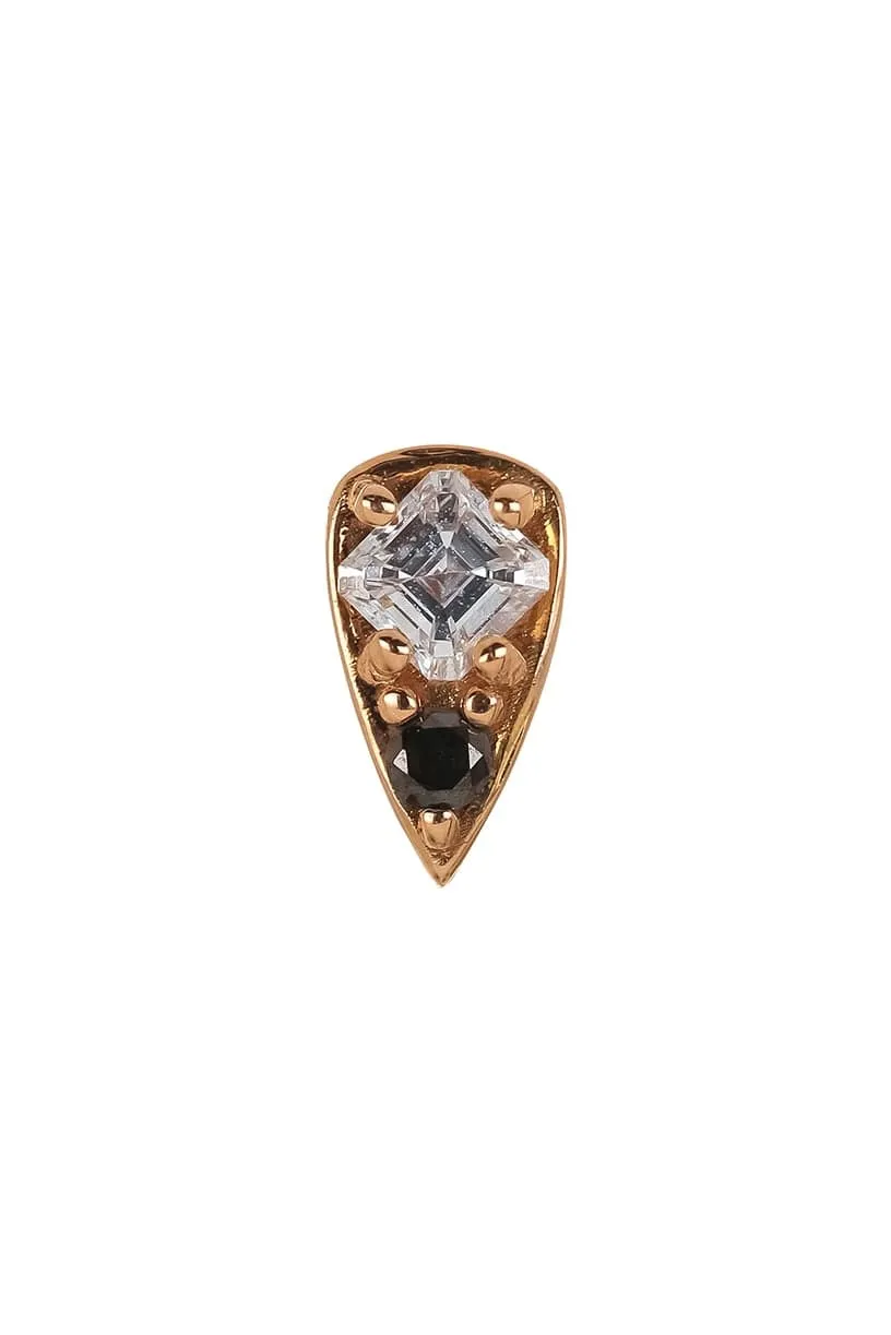 'Four' White & Black Diamond Stud