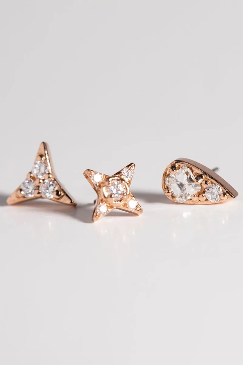 'Four' White Diamond Stud