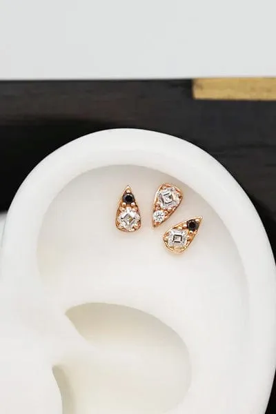 'Four' White Diamond Stud