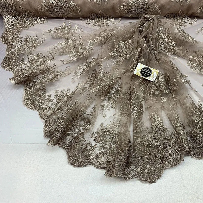 French Design Floral Mesh Lace Embroidery Fabric