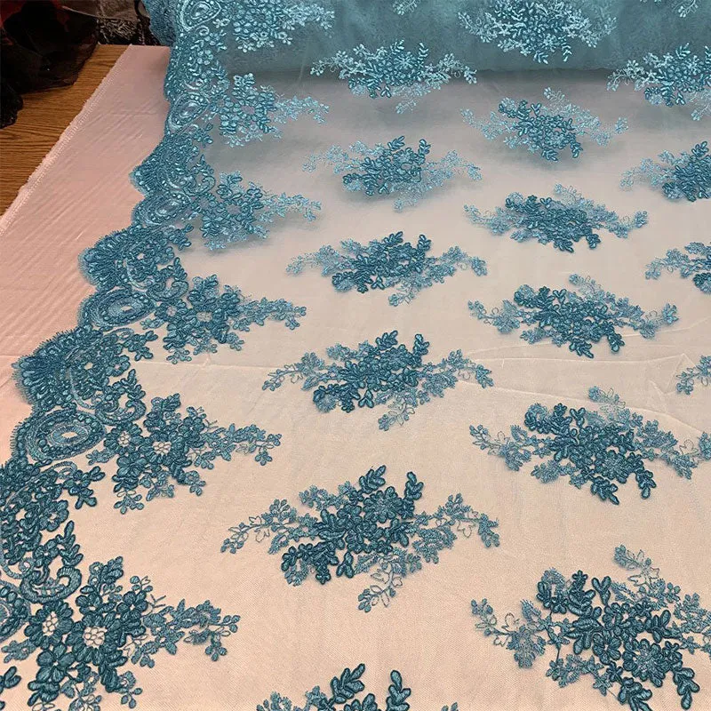 French Design Floral Mesh Lace Embroidery Fabric