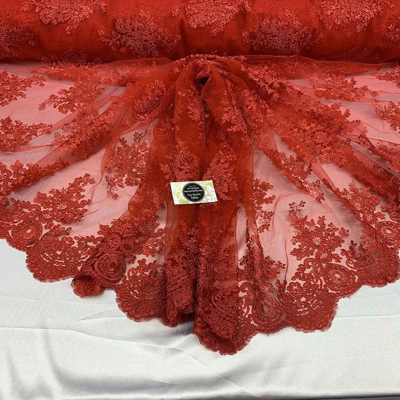 French Design Floral Mesh Lace Embroidery Fabric
