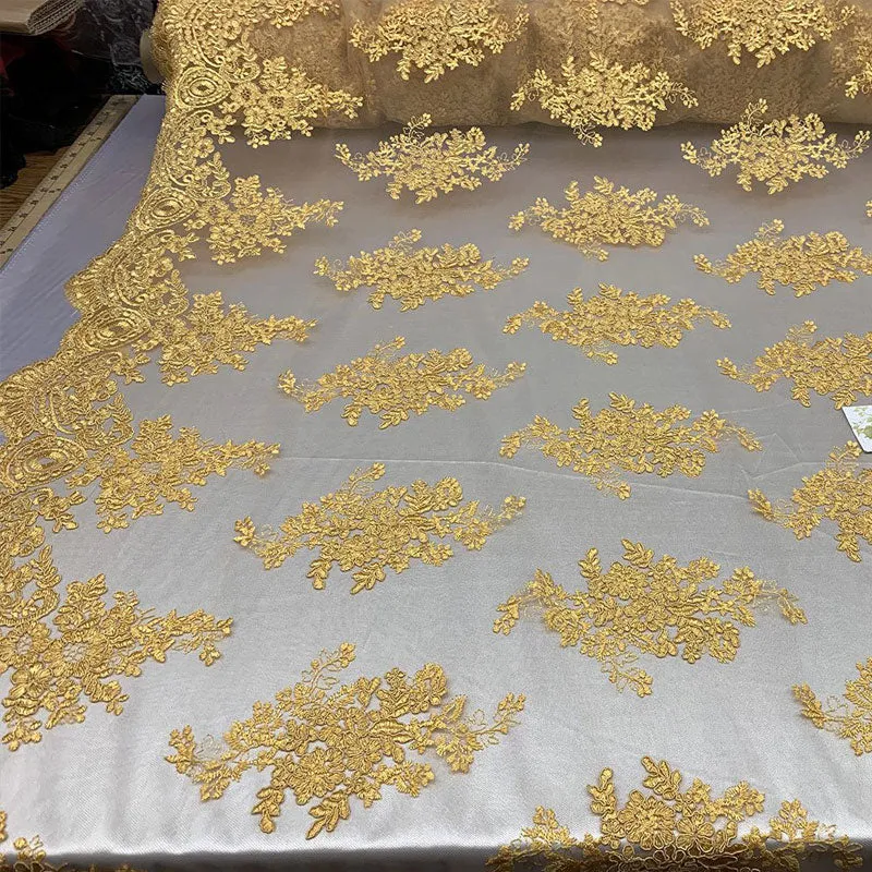 French Design Floral Mesh Lace Embroidery Fabric