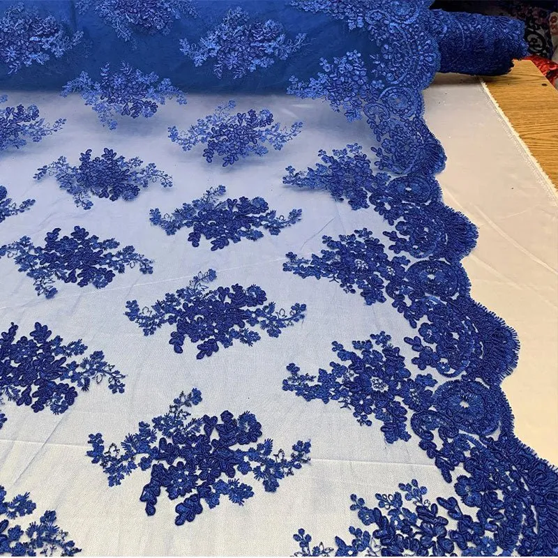 French Design Floral Mesh Lace Embroidery Fabric