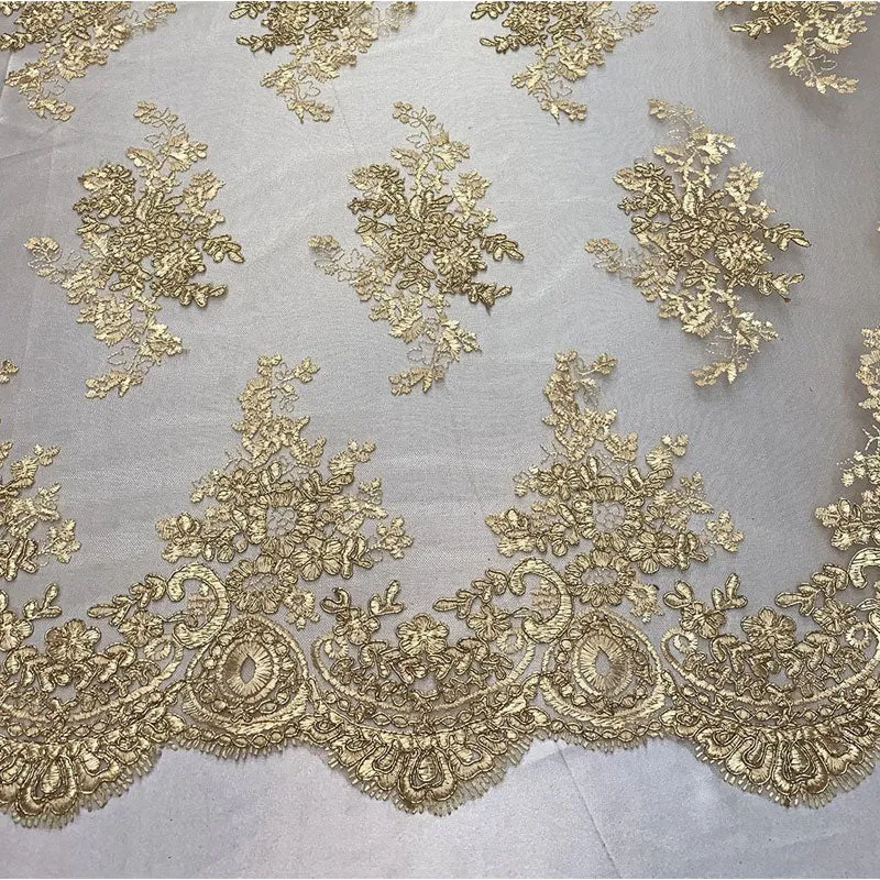 French Design Floral Mesh Lace Embroidery Fabric