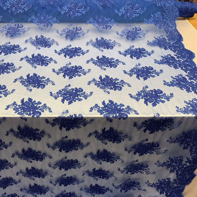 French Design Floral Mesh Lace Embroidery Fabric