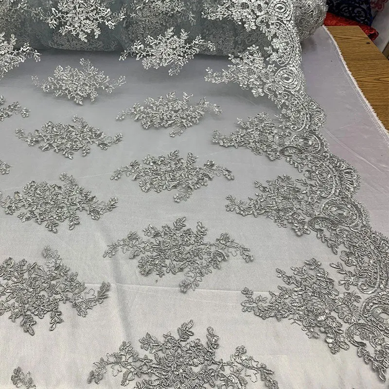 French Design Floral Mesh Lace Embroidery Fabric
