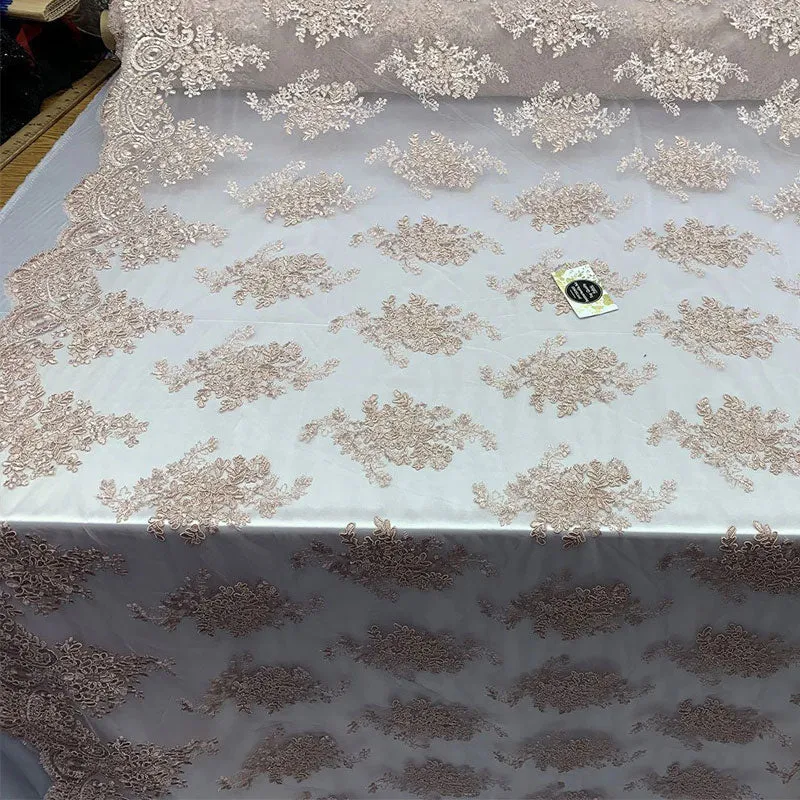French Design Floral Mesh Lace Embroidery Fabric