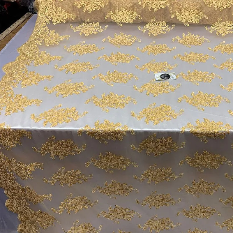 French Design Floral Mesh Lace Embroidery Fabric