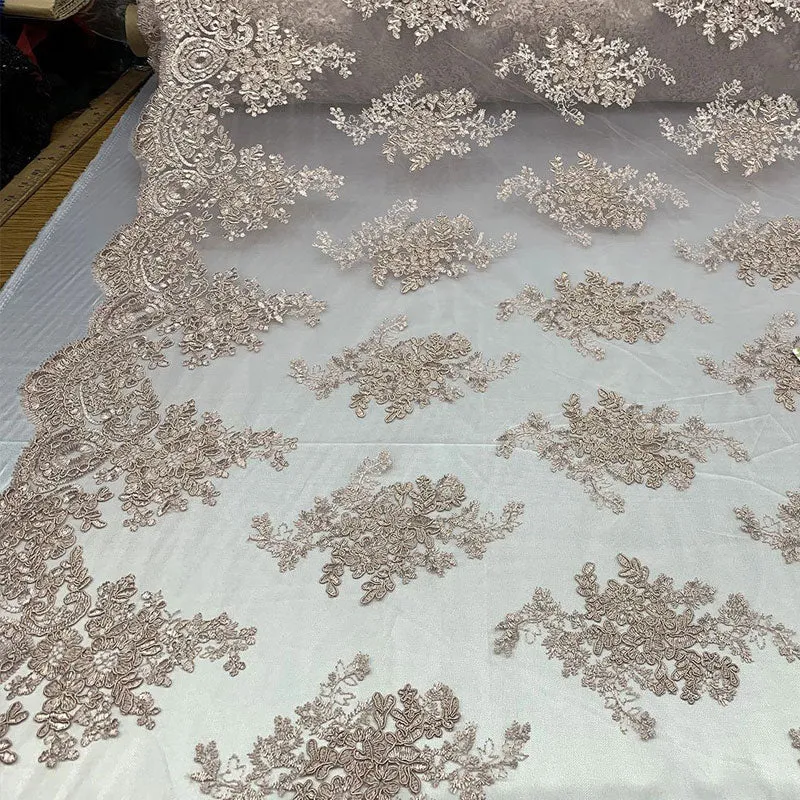 French Design Floral Mesh Lace Embroidery Fabric