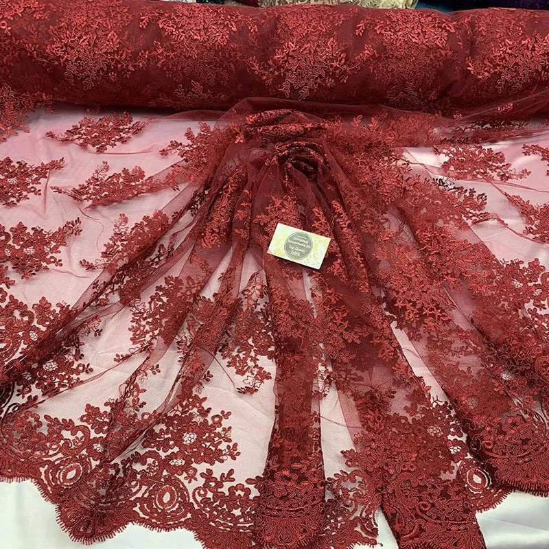 French Design Floral Mesh Lace Embroidery Fabric