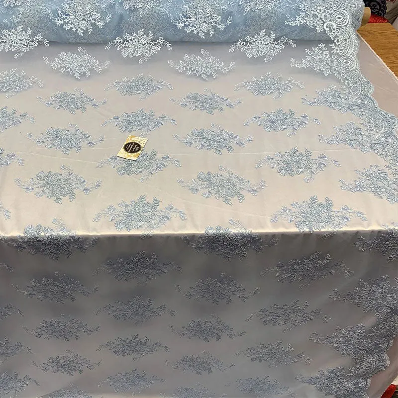 French Design Floral Mesh Lace Embroidery Fabric