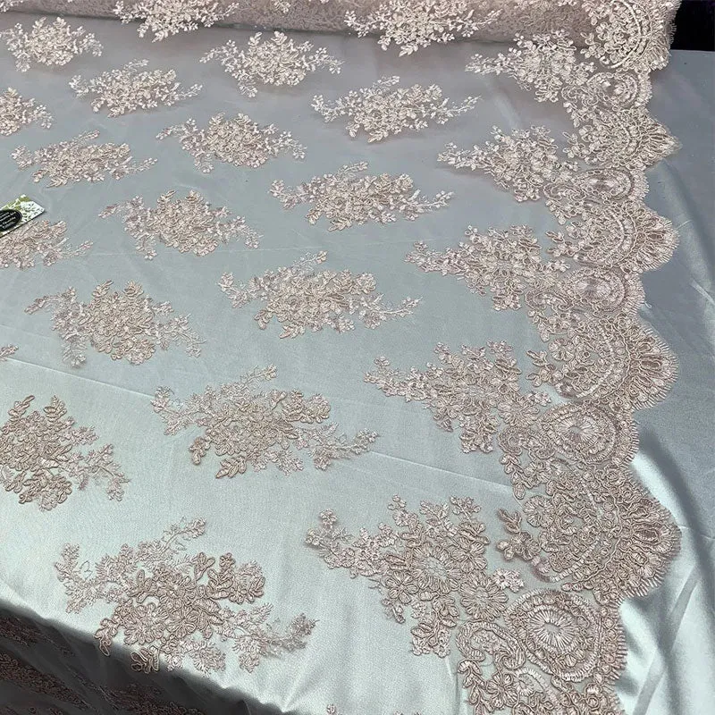 French Design Floral Mesh Lace Embroidery Fabric