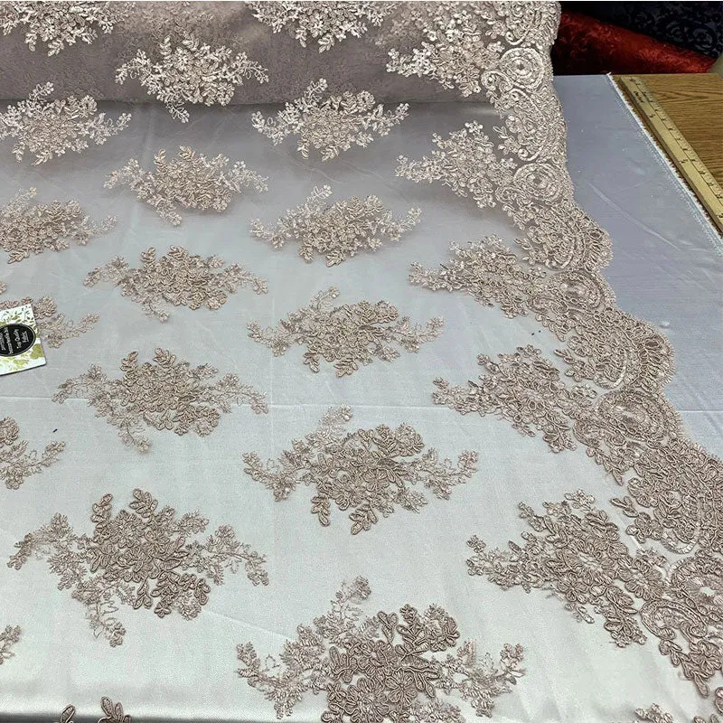 French Design Floral Mesh Lace Embroidery Fabric