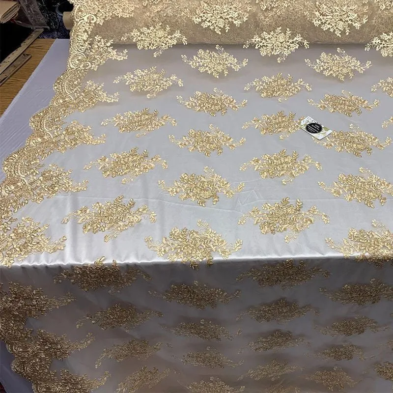 French Design Floral Mesh Lace Embroidery Fabric