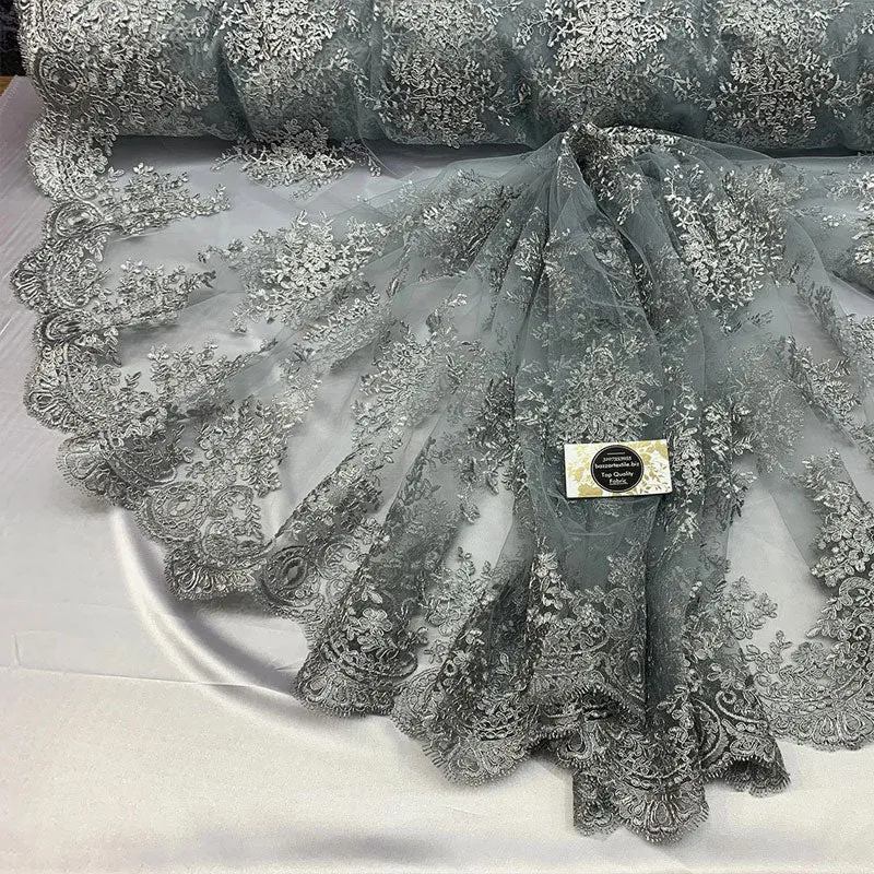 French Design Floral Mesh Lace Embroidery Fabric