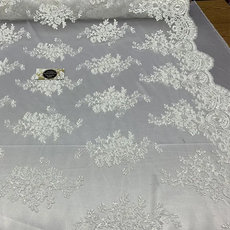 French Design Floral Mesh Lace Embroidery Fabric