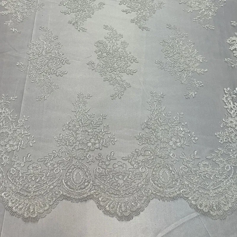 French Design Floral Mesh Lace Embroidery Fabric