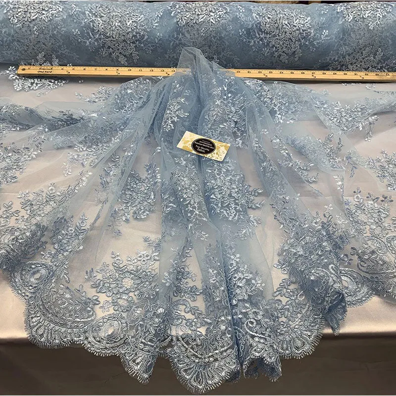French Design Floral Mesh Lace Embroidery Fabric