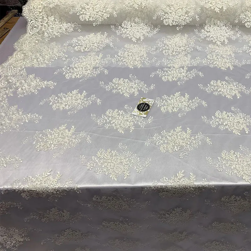 French Design Floral Mesh Lace Embroidery Fabric