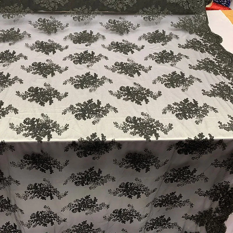 French Design Floral Mesh Lace Embroidery Fabric