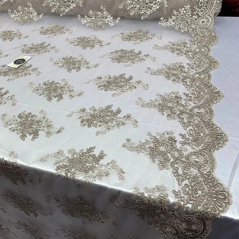 French Design Floral Mesh Lace Embroidery Fabric