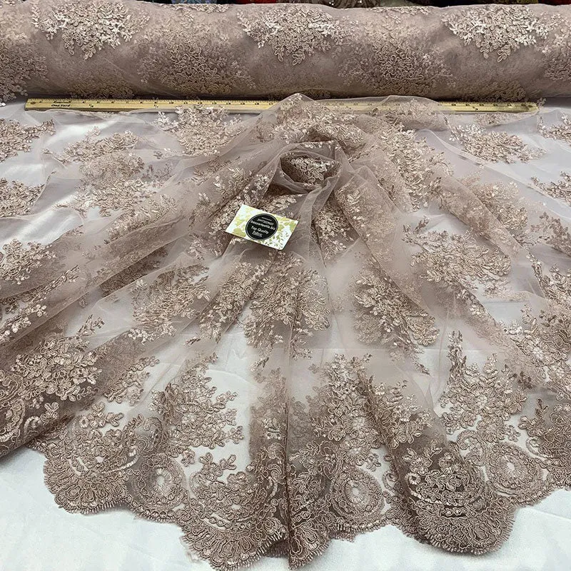 French Design Floral Mesh Lace Embroidery Fabric