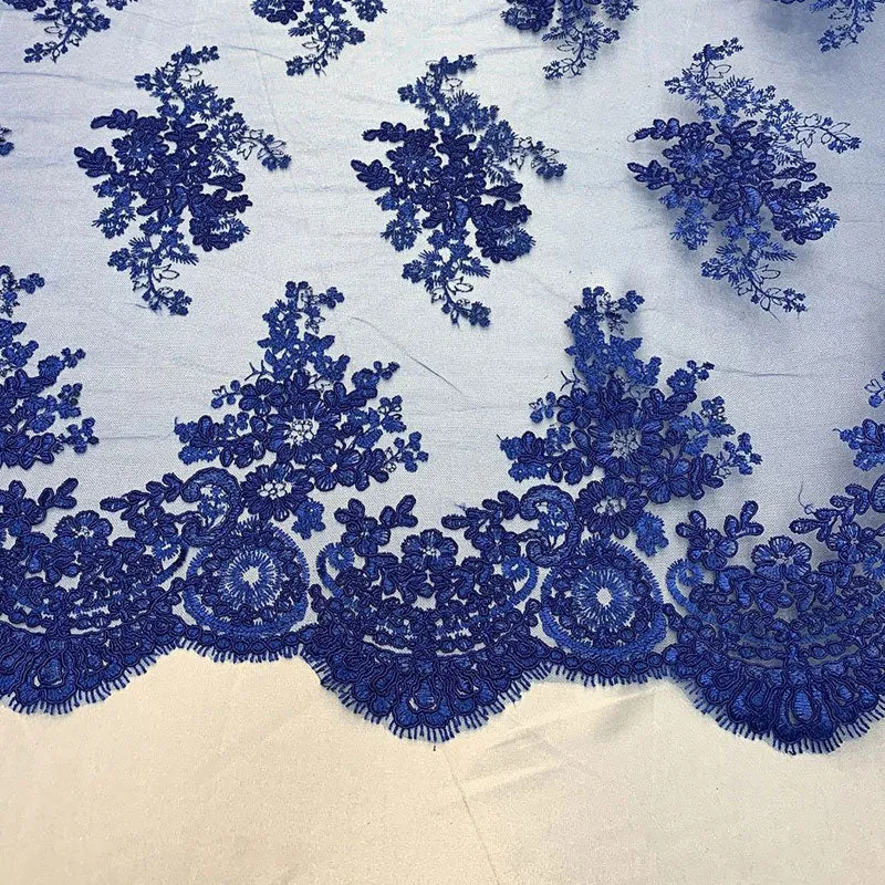 French Design Floral Mesh Lace Embroidery Fabric