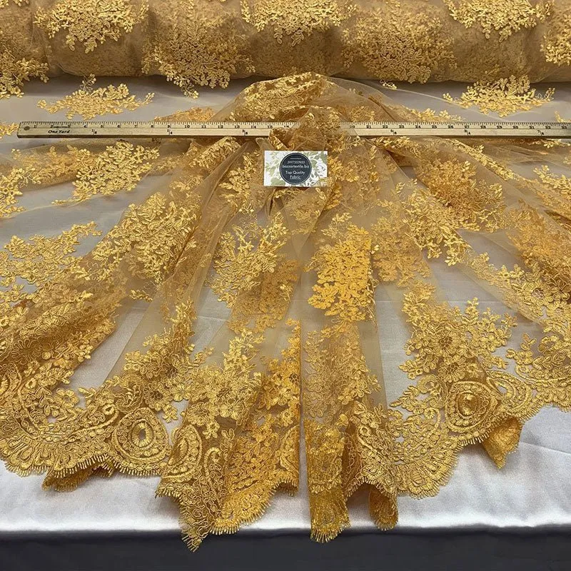 French Design Floral Mesh Lace Embroidery Fabric