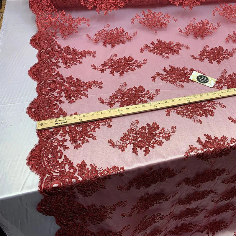 French Design Floral Mesh Lace Embroidery Fabric