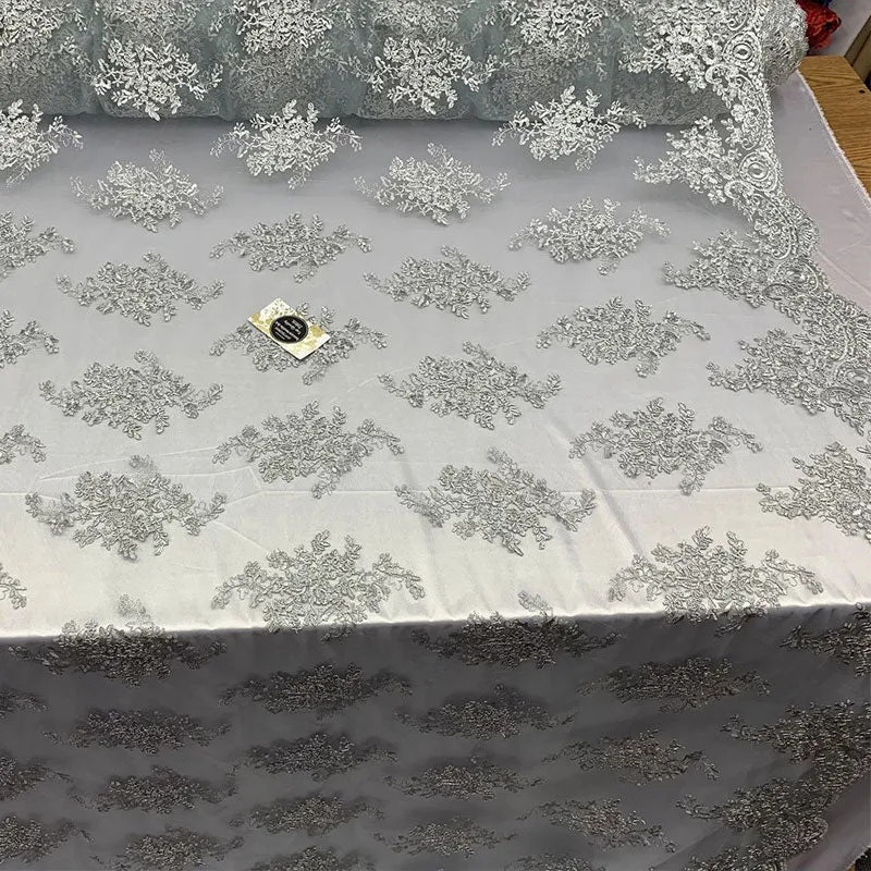 French Design Floral Mesh Lace Embroidery Fabric