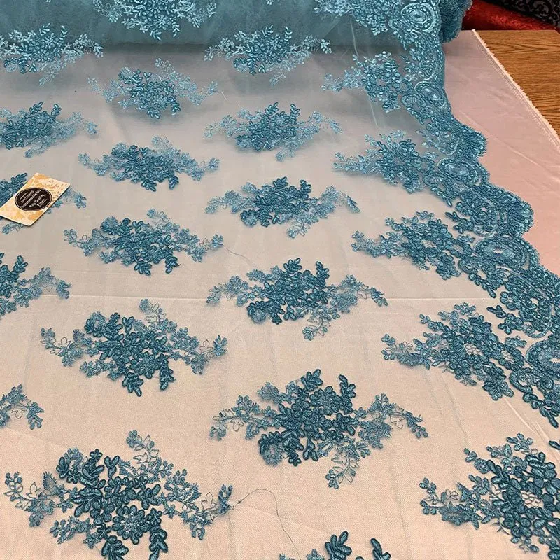 French Design Floral Mesh Lace Embroidery Fabric