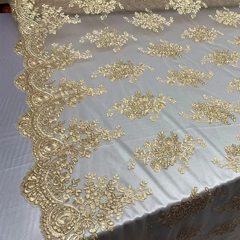 French Design Floral Mesh Lace Embroidery Fabric