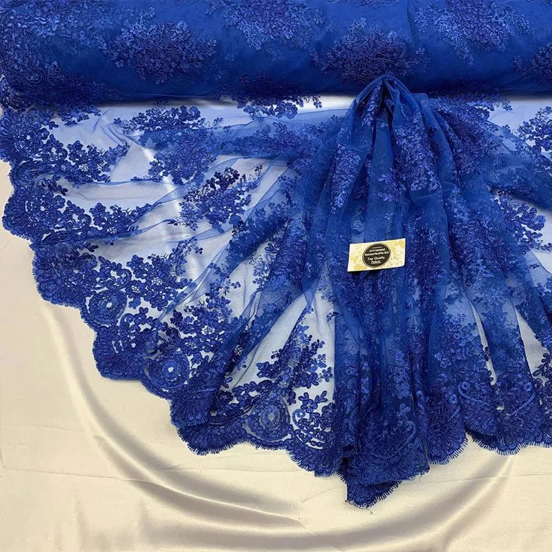 French Design Floral Mesh Lace Embroidery Fabric