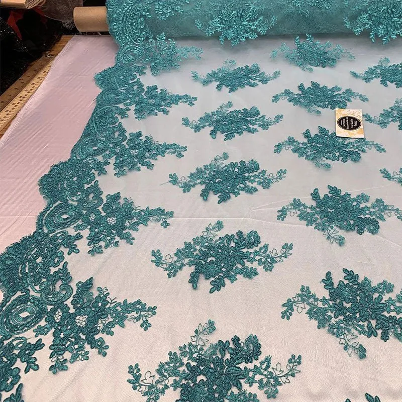 French Design Floral Mesh Lace Embroidery Fabric