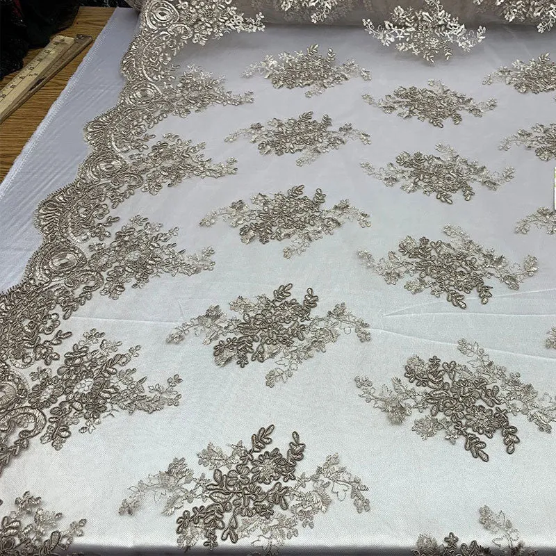 French Design Floral Mesh Lace Embroidery Fabric