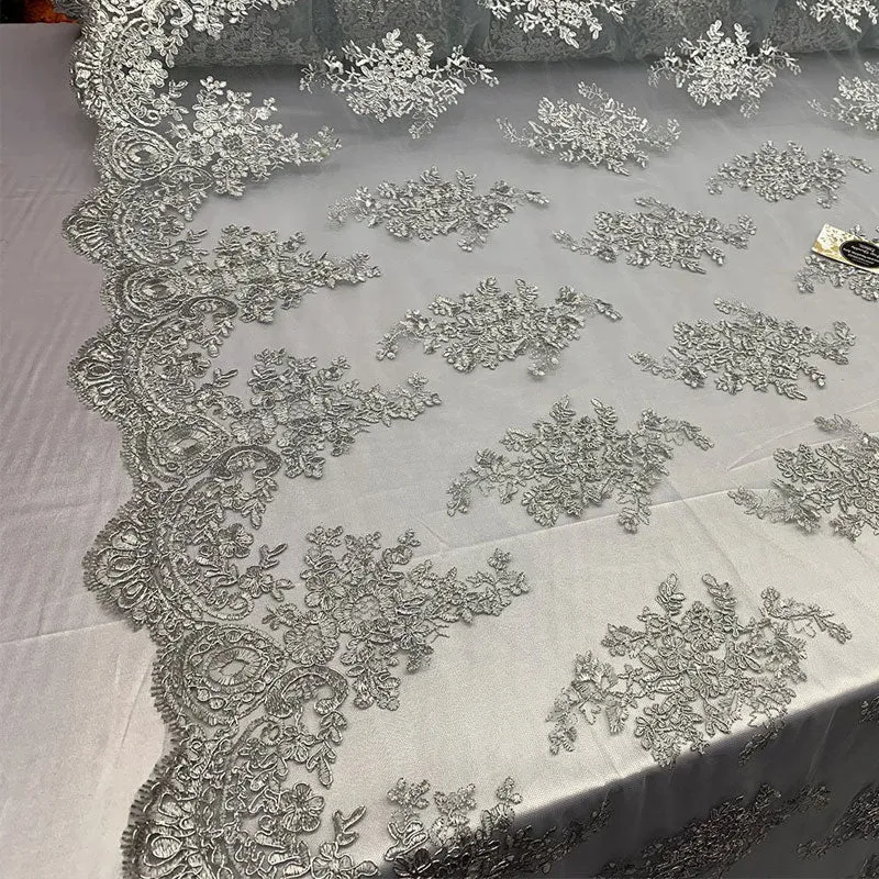 French Design Floral Mesh Lace Embroidery Fabric