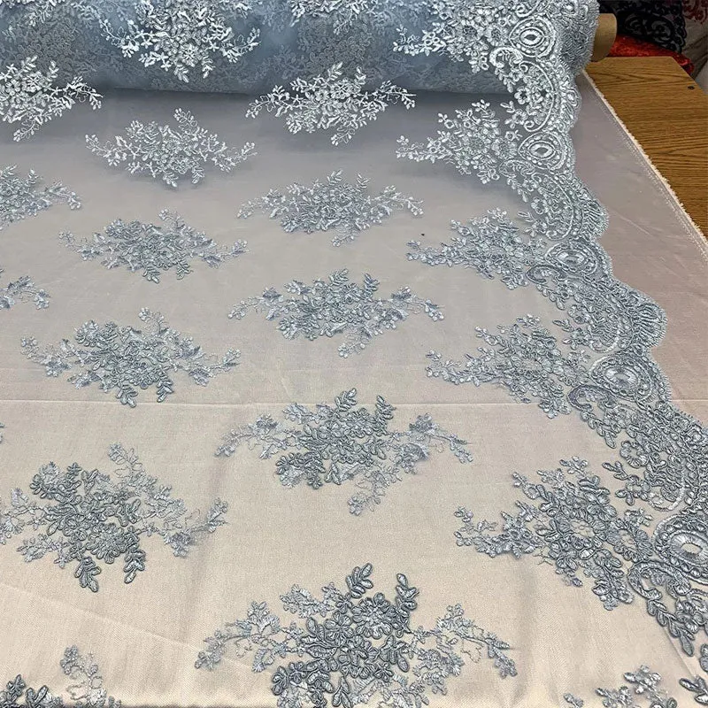 French Design Floral Mesh Lace Embroidery Fabric