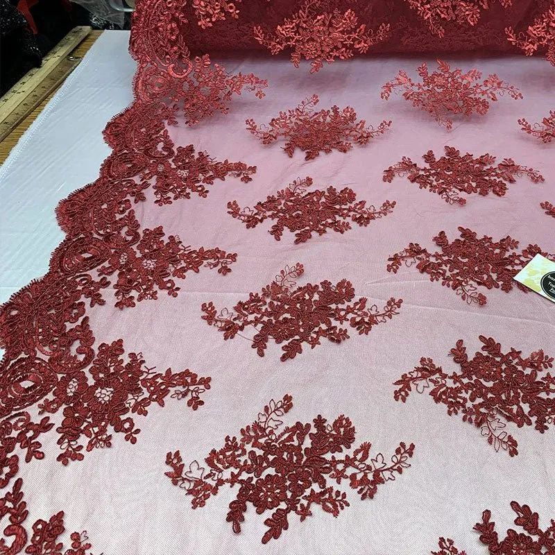 French Design Floral Mesh Lace Embroidery Fabric