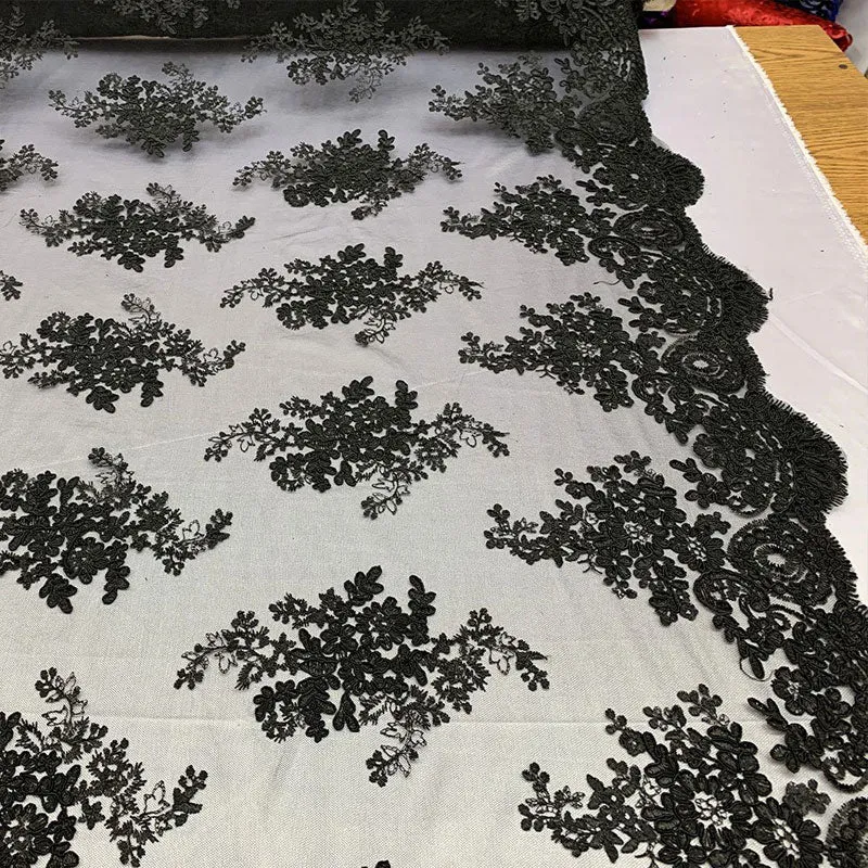 French Design Floral Mesh Lace Embroidery Fabric