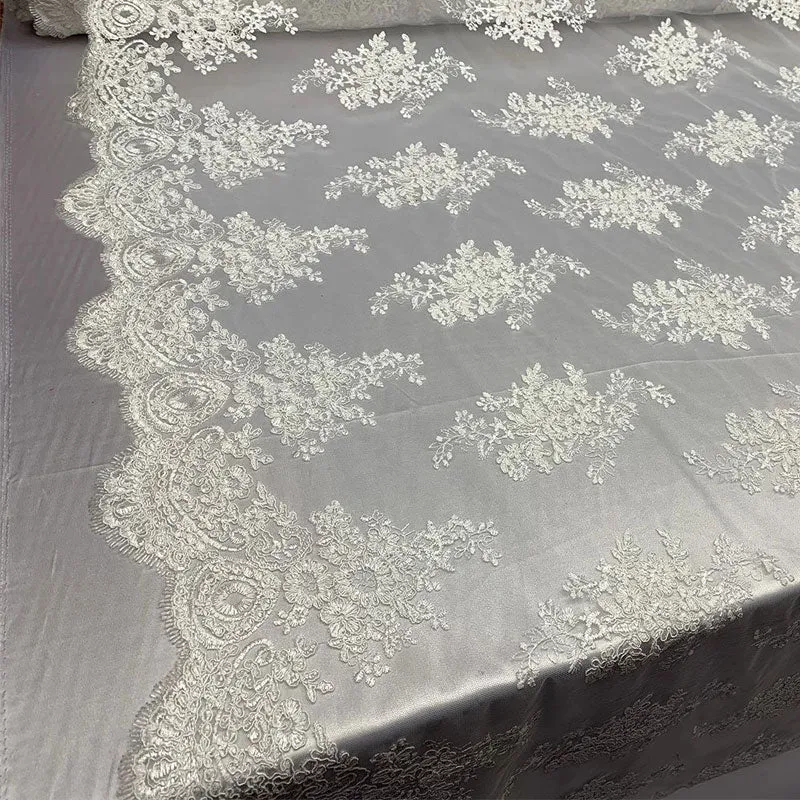 French Design Floral Mesh Lace Embroidery Fabric