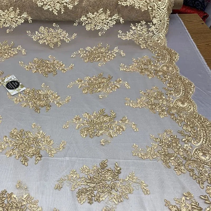 French Design Floral Mesh Lace Embroidery Fabric