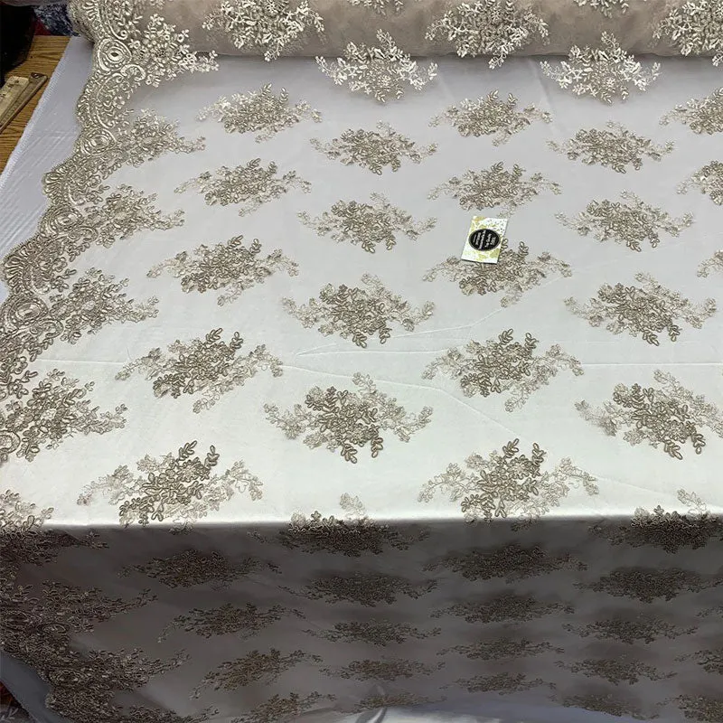 French Design Floral Mesh Lace Embroidery Fabric