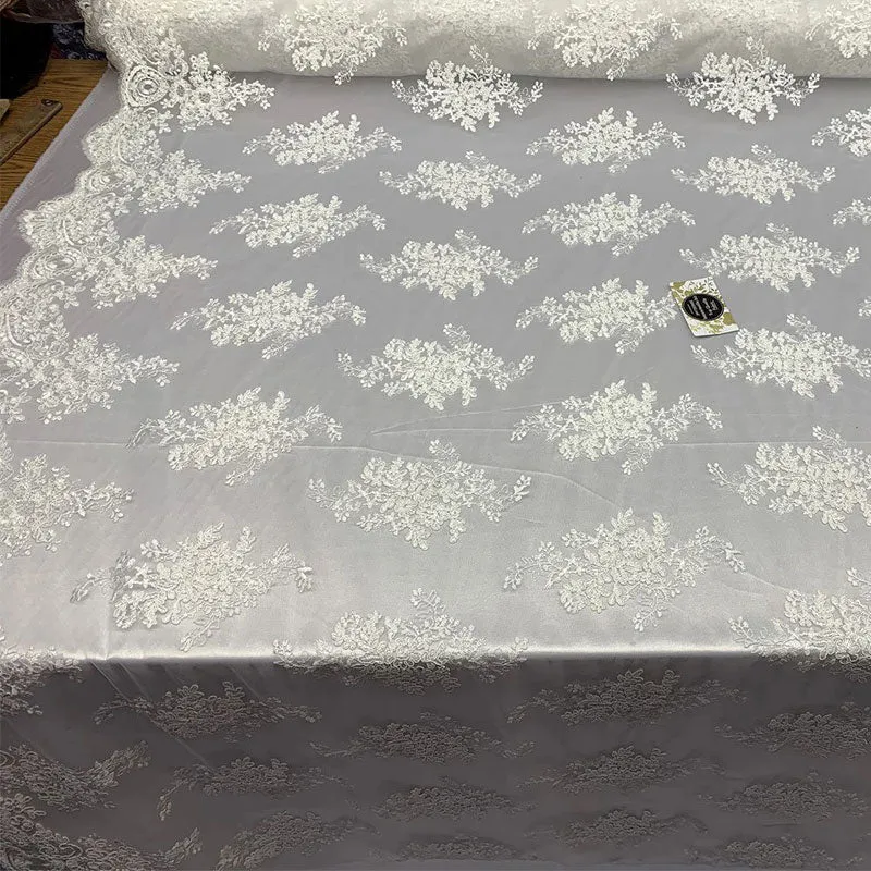 French Design Floral Mesh Lace Embroidery Fabric
