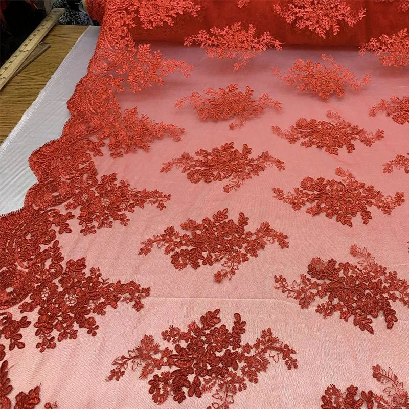 French Design Floral Mesh Lace Embroidery Fabric